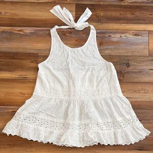 American Eagle Outfitters White Eyelet Halter Top